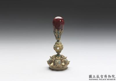 图片[2]-Gilt silver court hat finial with a red gemstone, Qianlong reign (1736-1795), Qing dynasty-China Archive